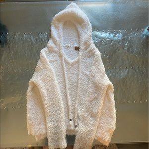 White POL fuzzy hooded sweater - SZ S
